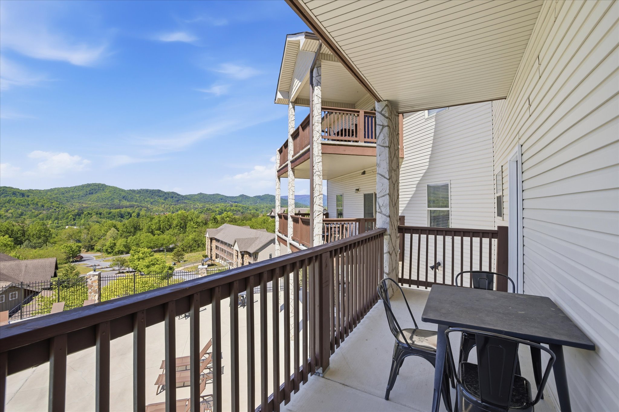 Settle into the view and stay a bit—up here in Unit 2, you’ve got a great vantage point to take in the mountains and the pool just below.