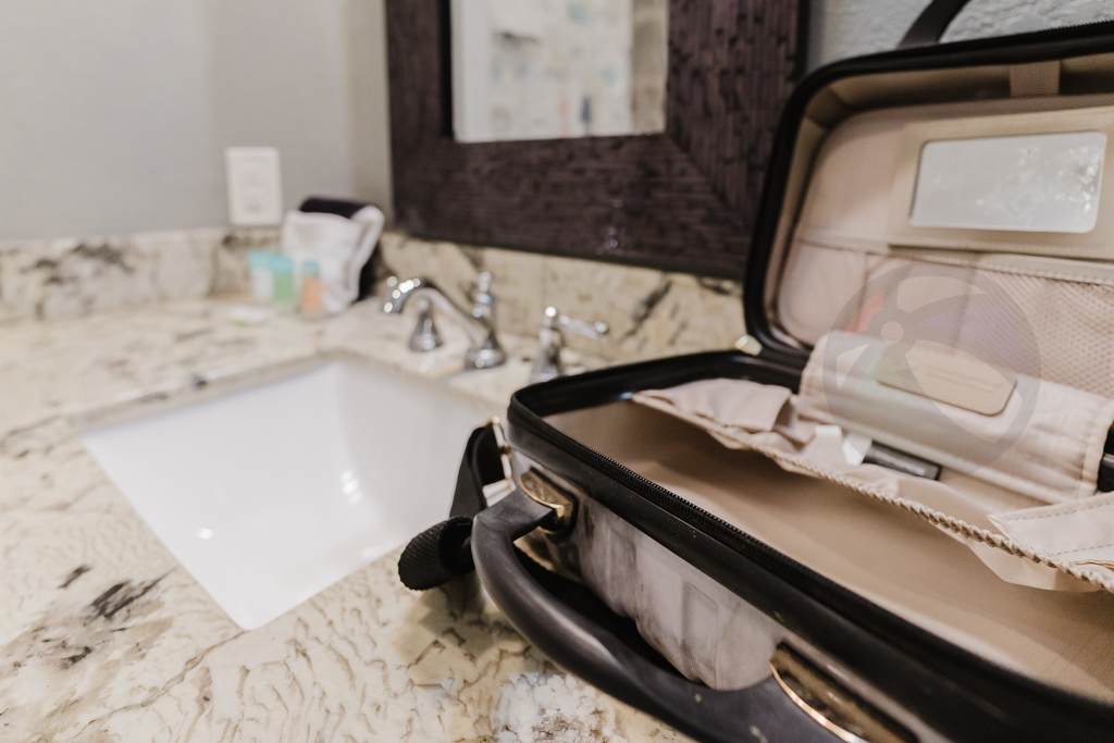Counter space in the third en-suite bath