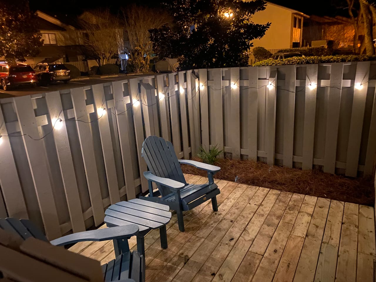 Patio with string lights