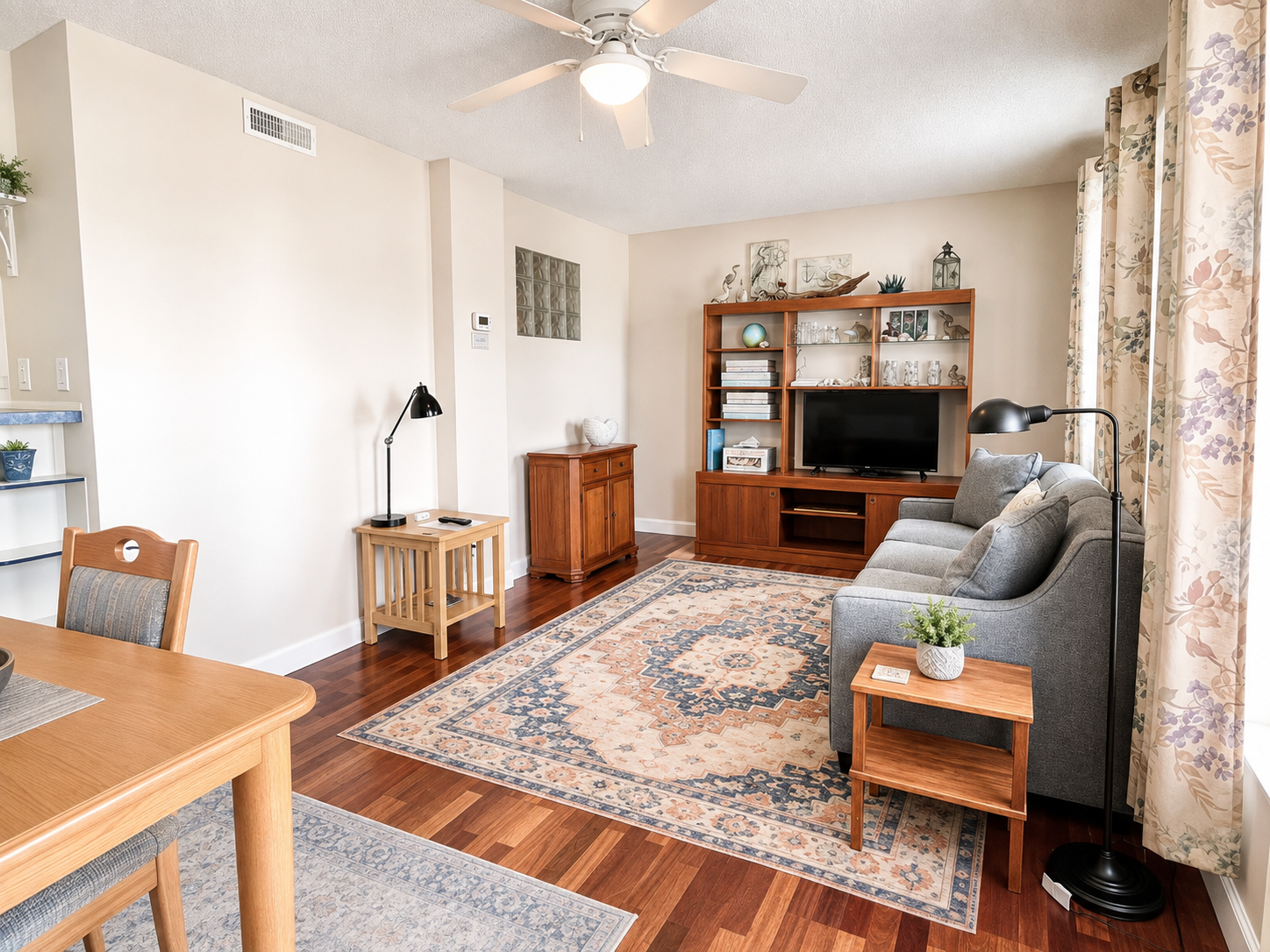 Welcome!  From the door...open living and dining area with *brand new* sleeper sofa