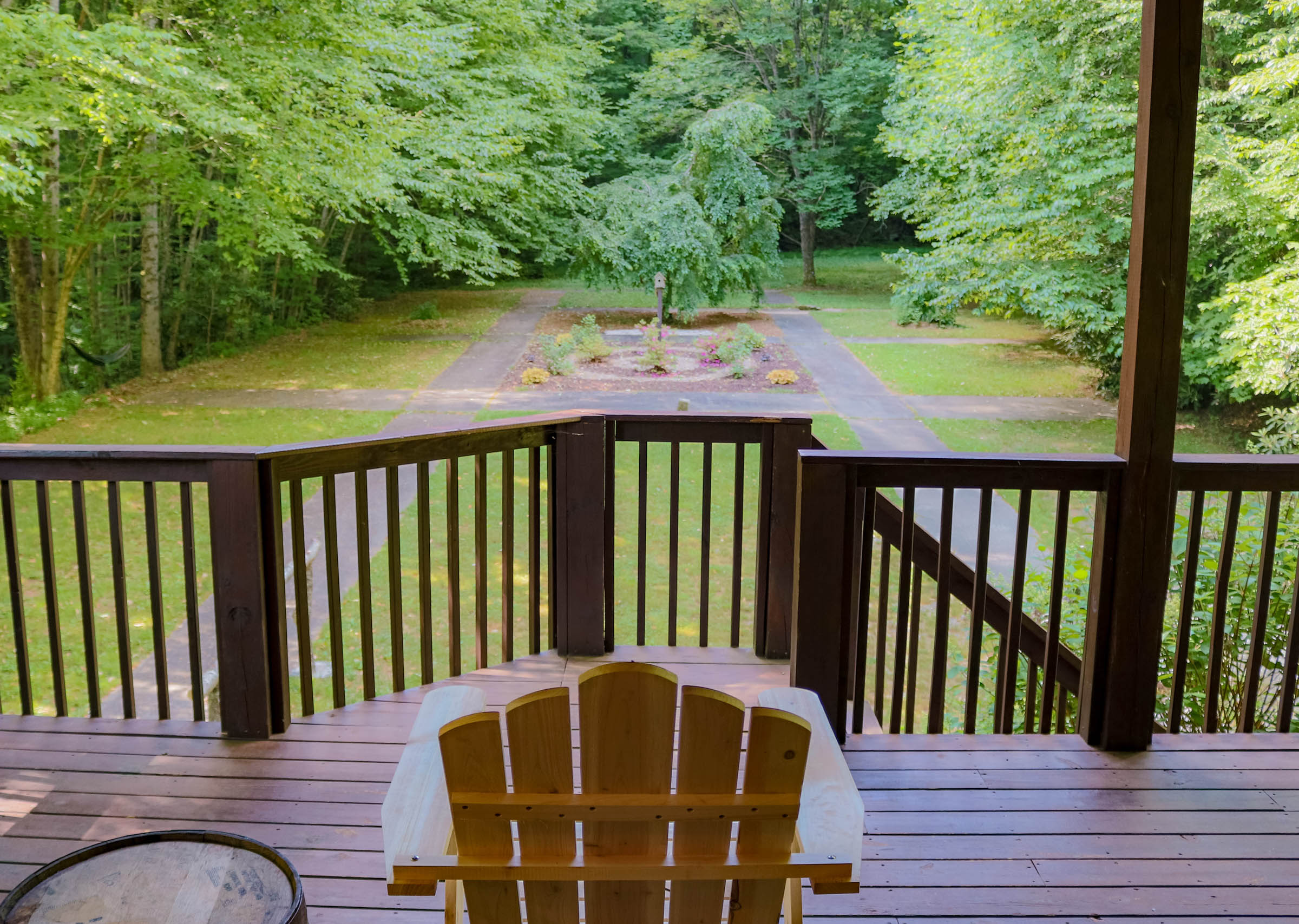View of the private courtyard from the covered deck