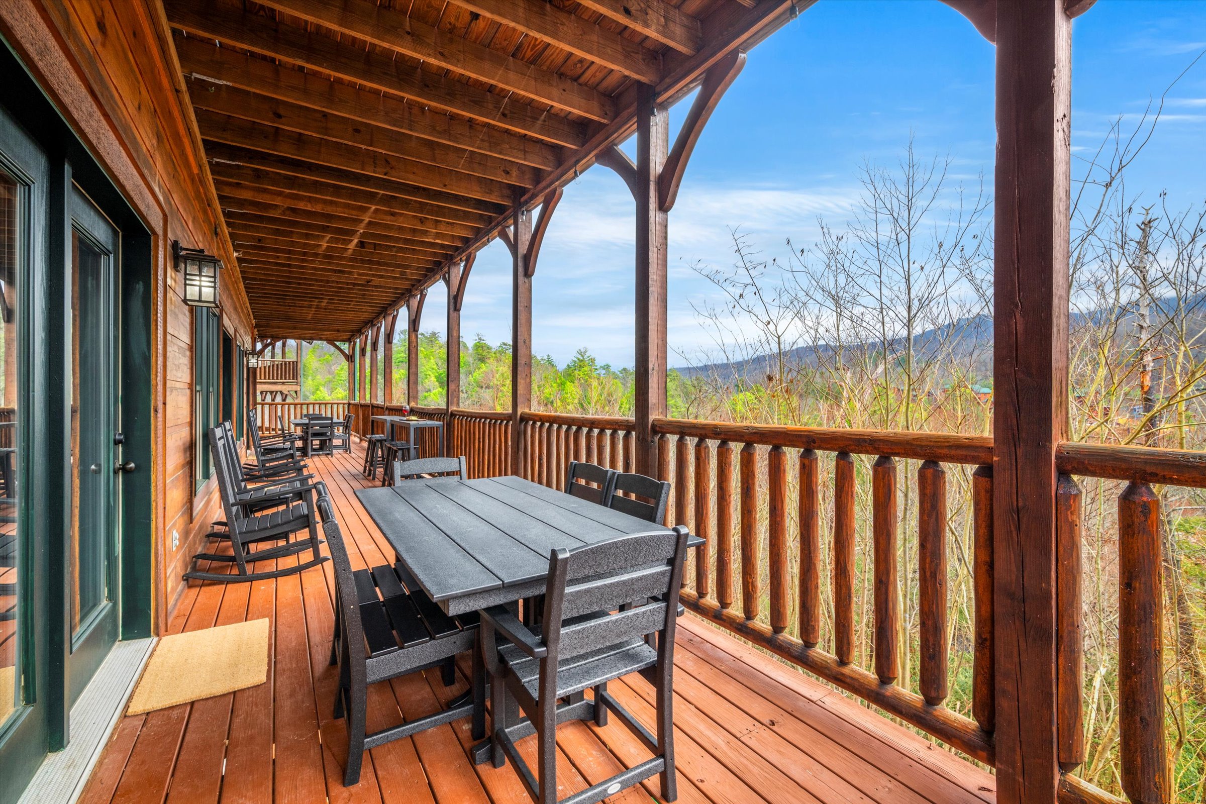 Dine al fresco on the two outdoor dining tables (fits 12 total)