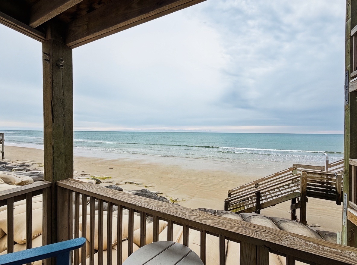 Wake up to the Atlantic! Enjoy coffee with a front-row seat to the waves. Note: Beach availability varies by tide; photos were captured during low tide in February 2026.