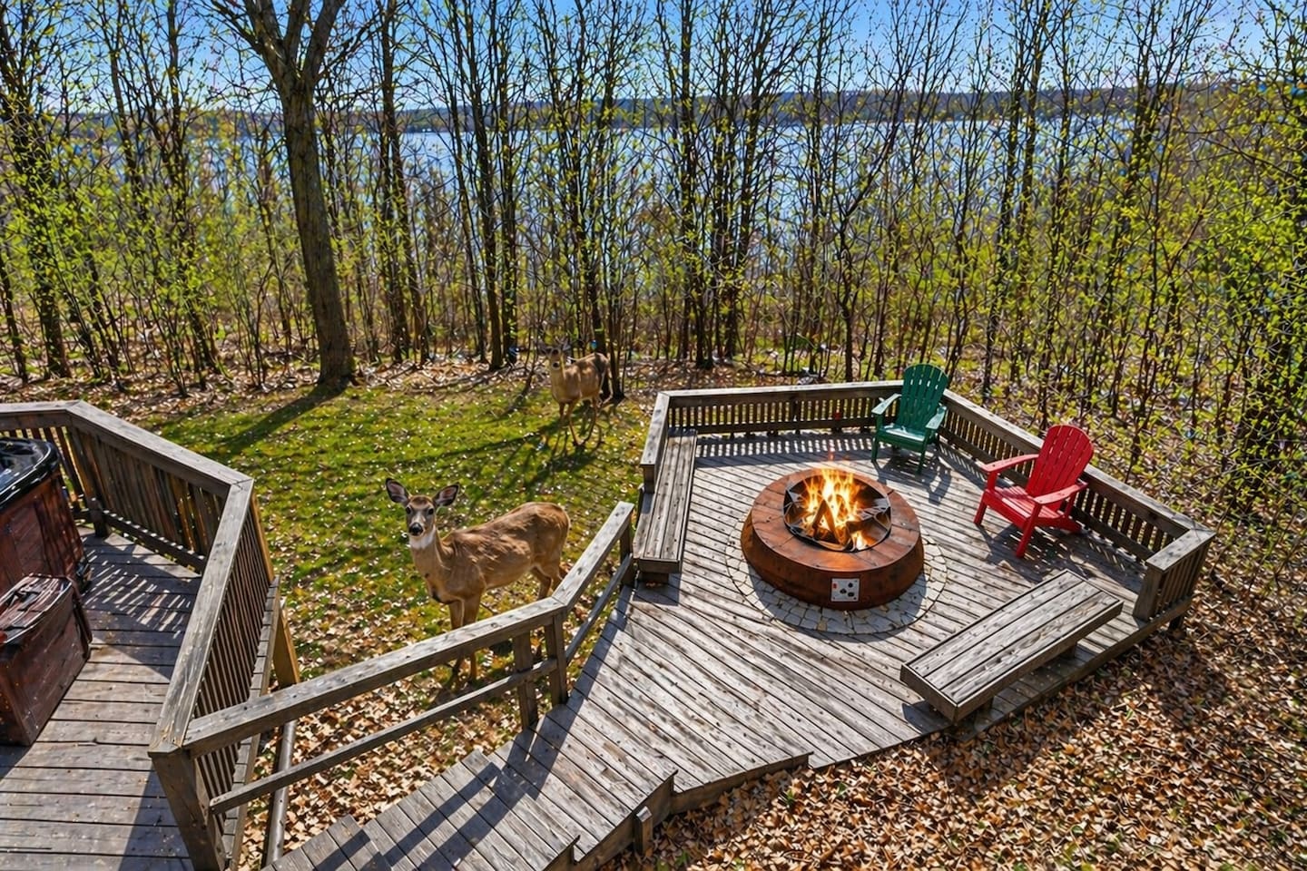 elax by the fire pit overlooking the lake, where peaceful views and visiting deer create an unforgettable, nature-filled escape.”