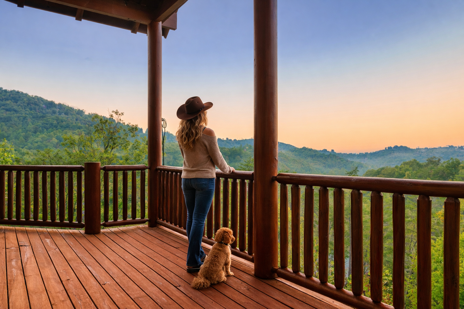 Cowboy Corral Cabin view from back deck - bring your pooch!