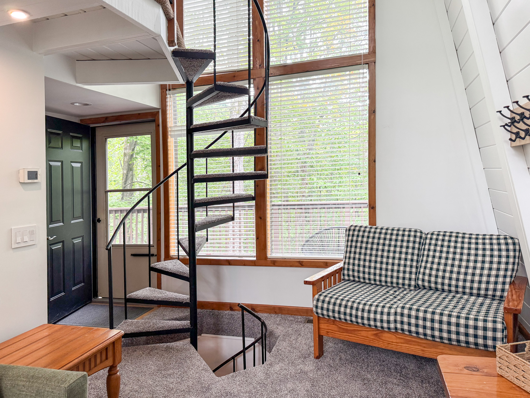 Spiral staircase going into the loft and basement
