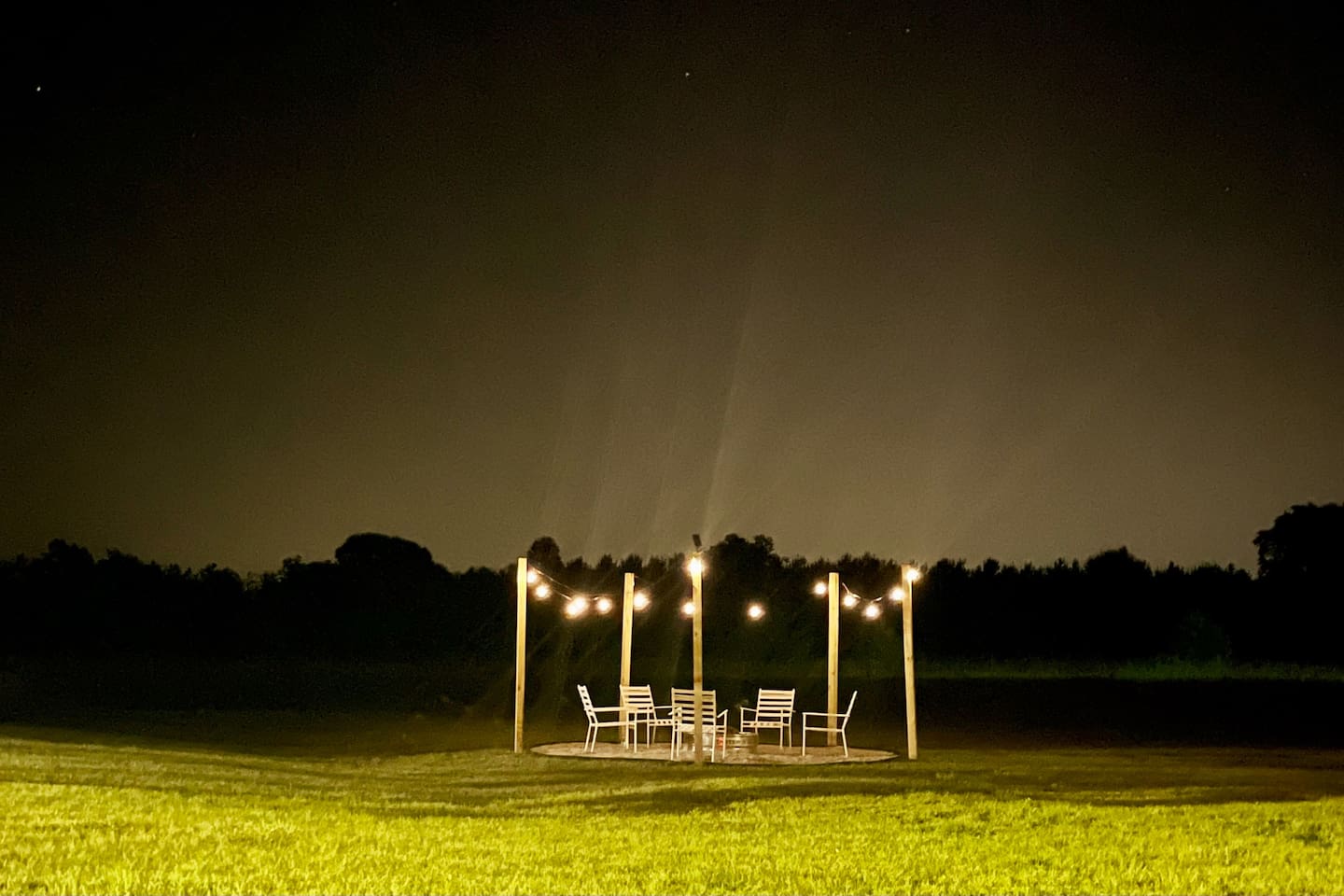 Fire pit under the night sky