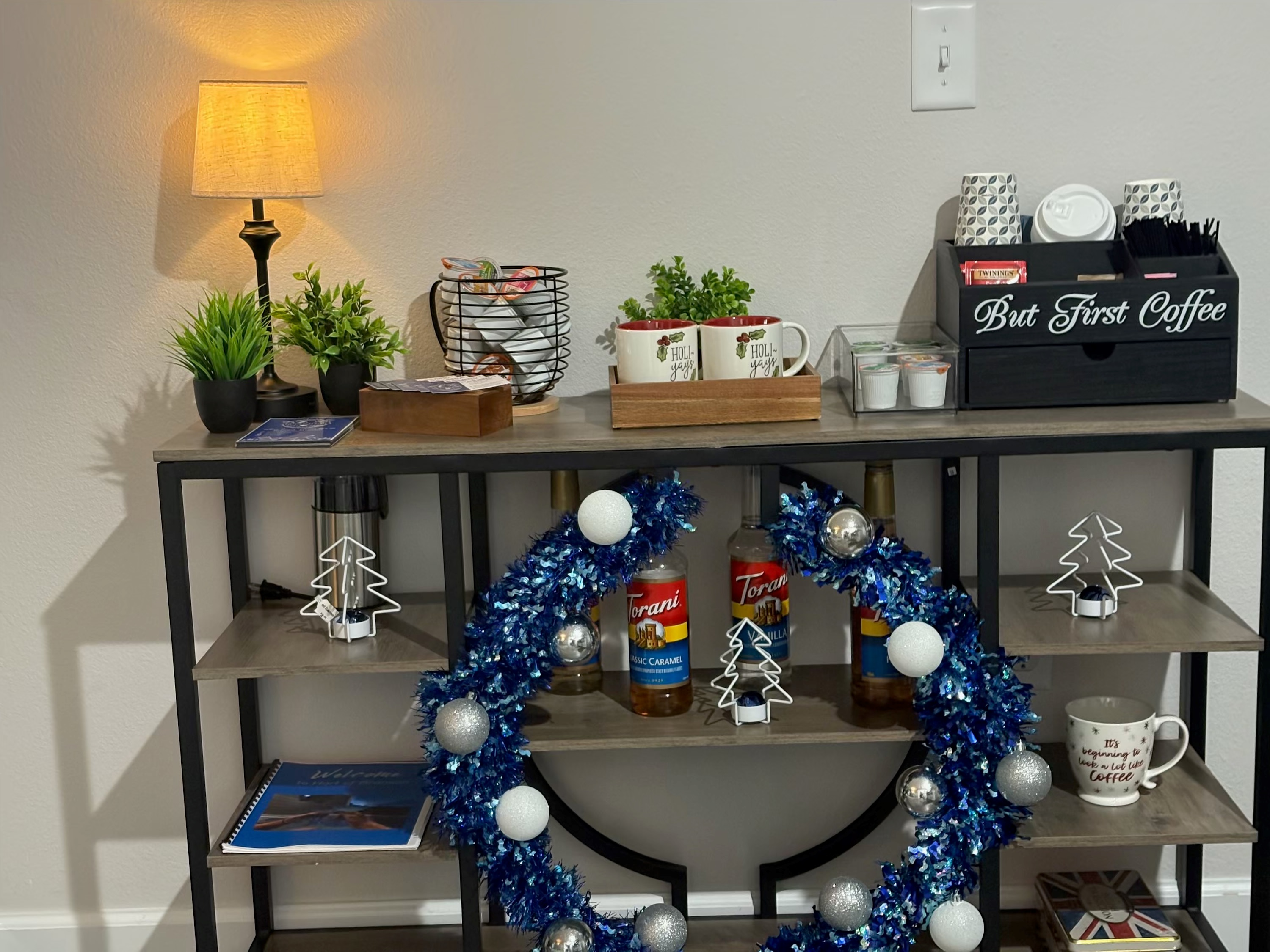 Full complimentary coffee/tea bar with your favorites