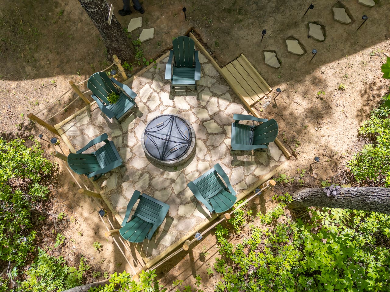 Drone view of fire pit area 
