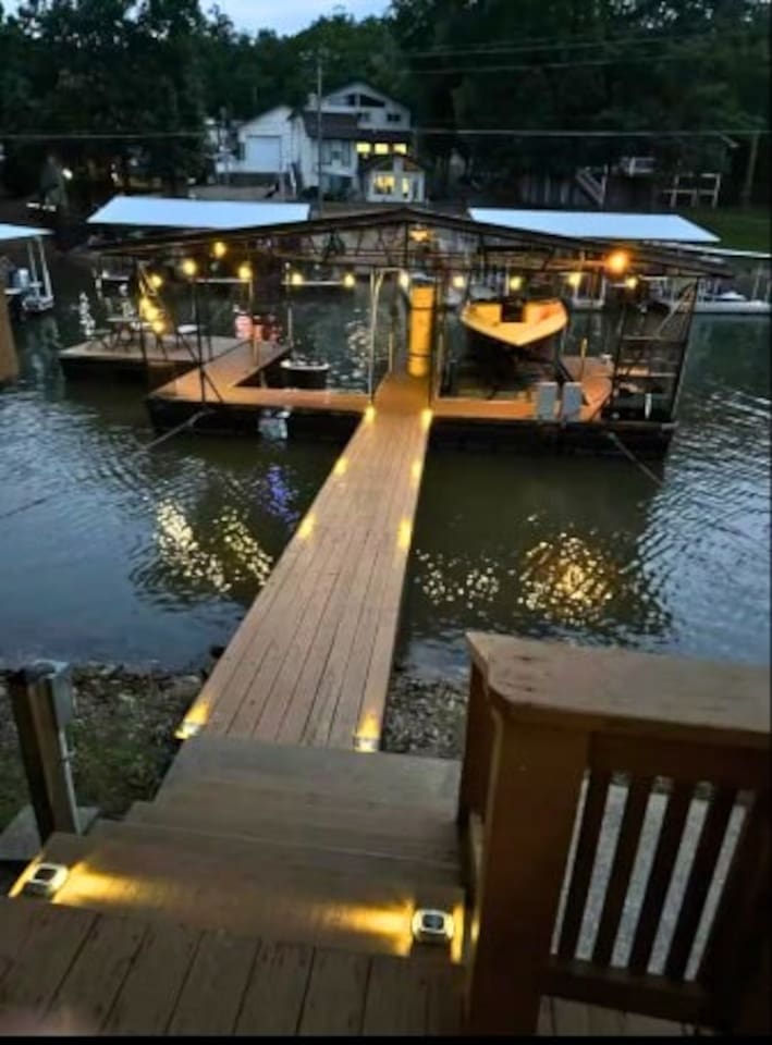 Granary‑house‑private‑dock‑lit‑at‑night