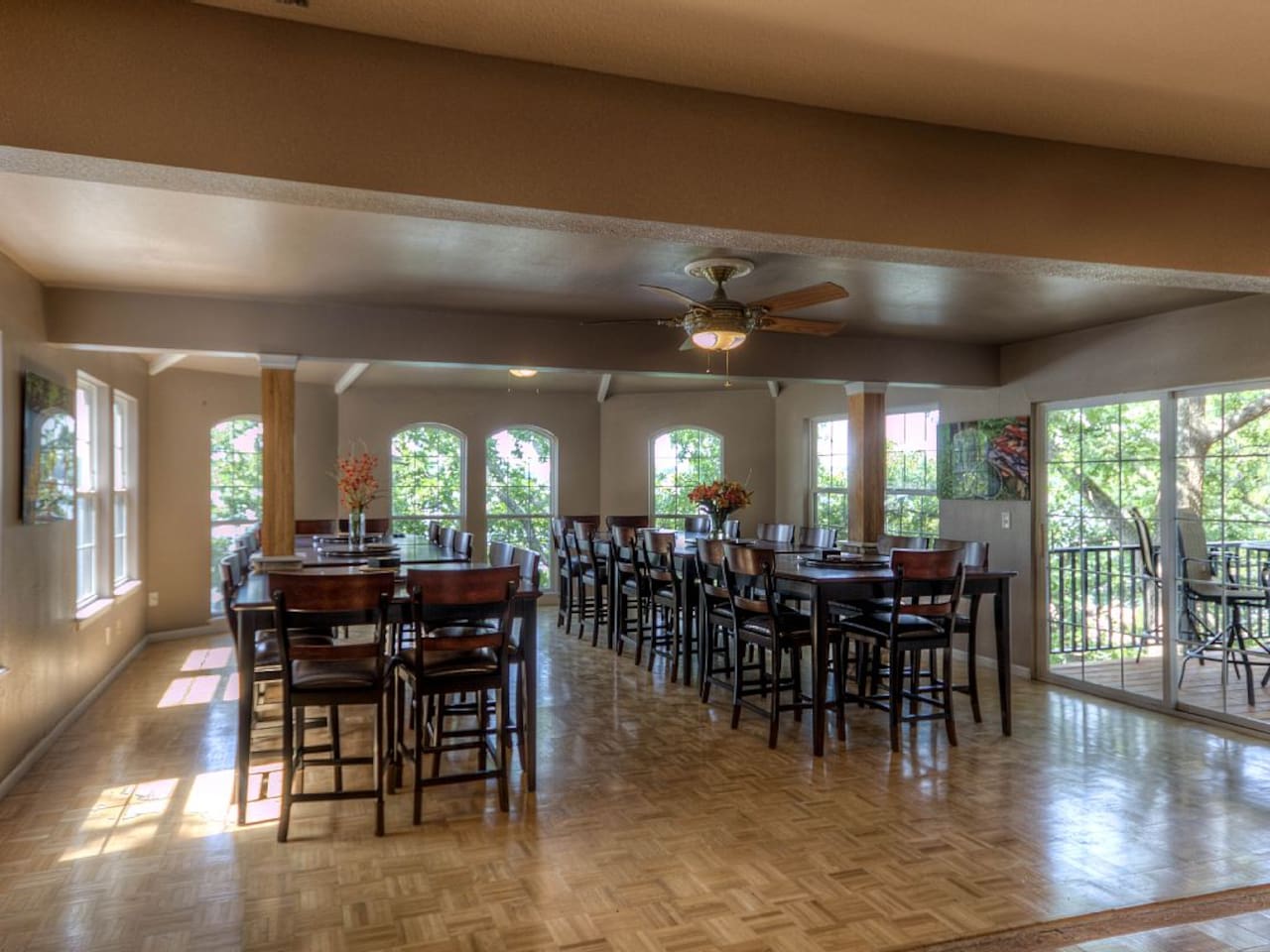 Enjoy the panoramic lake views while dining.
