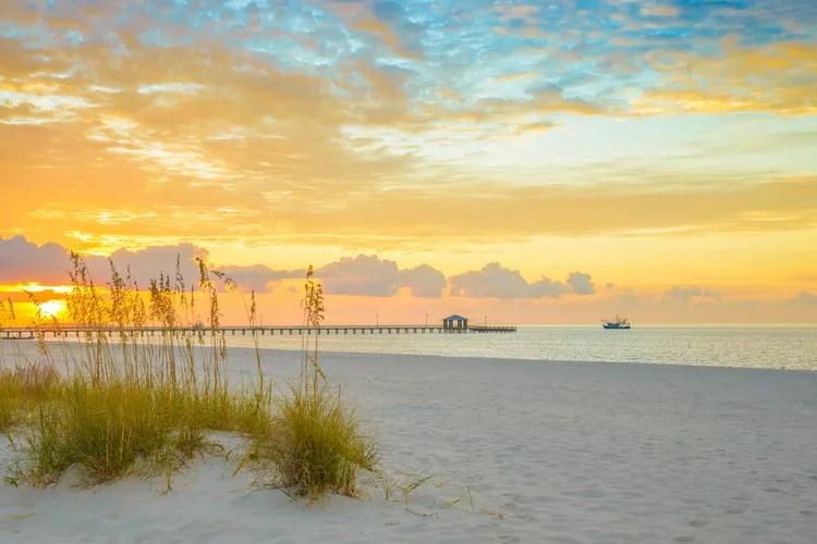 Magnificent sunrise at Gulfport MS