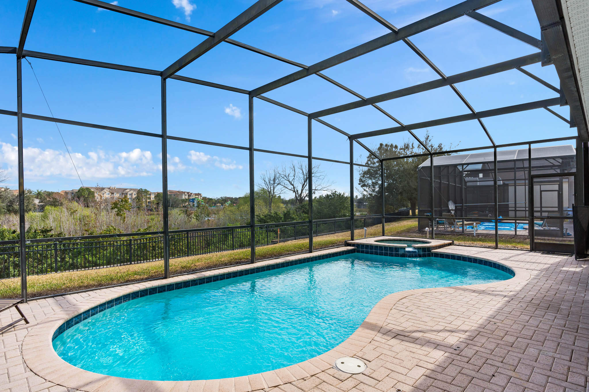 Enclosed pool and spa with no rear neighbors
