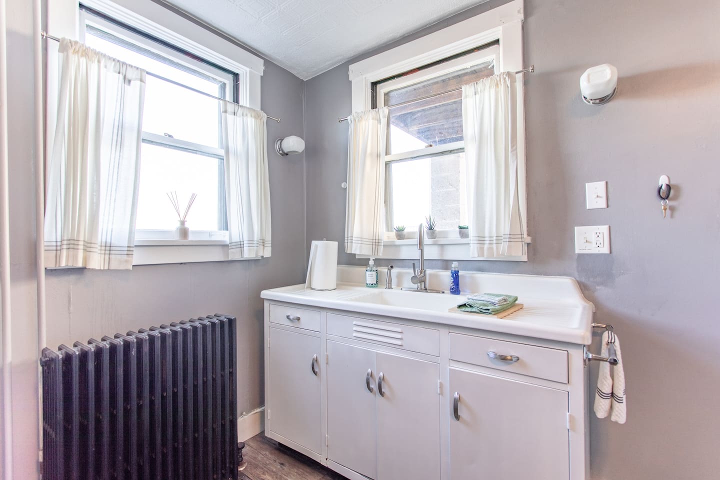 Spacious kitchen sink, perfect for meal prep and easy cleanup during your stay.