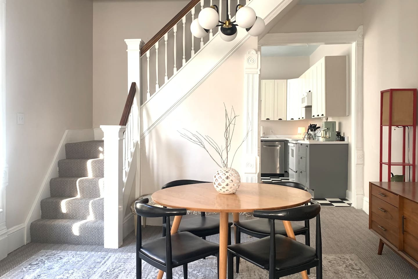 Elegant dining area set at the heart of the home for easy gathering