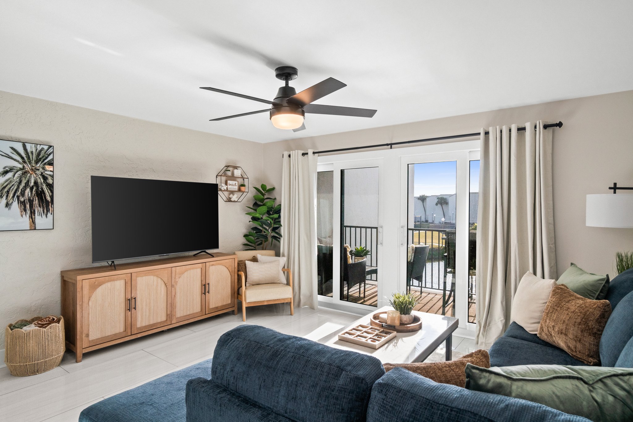 relaxing living room with smart tv