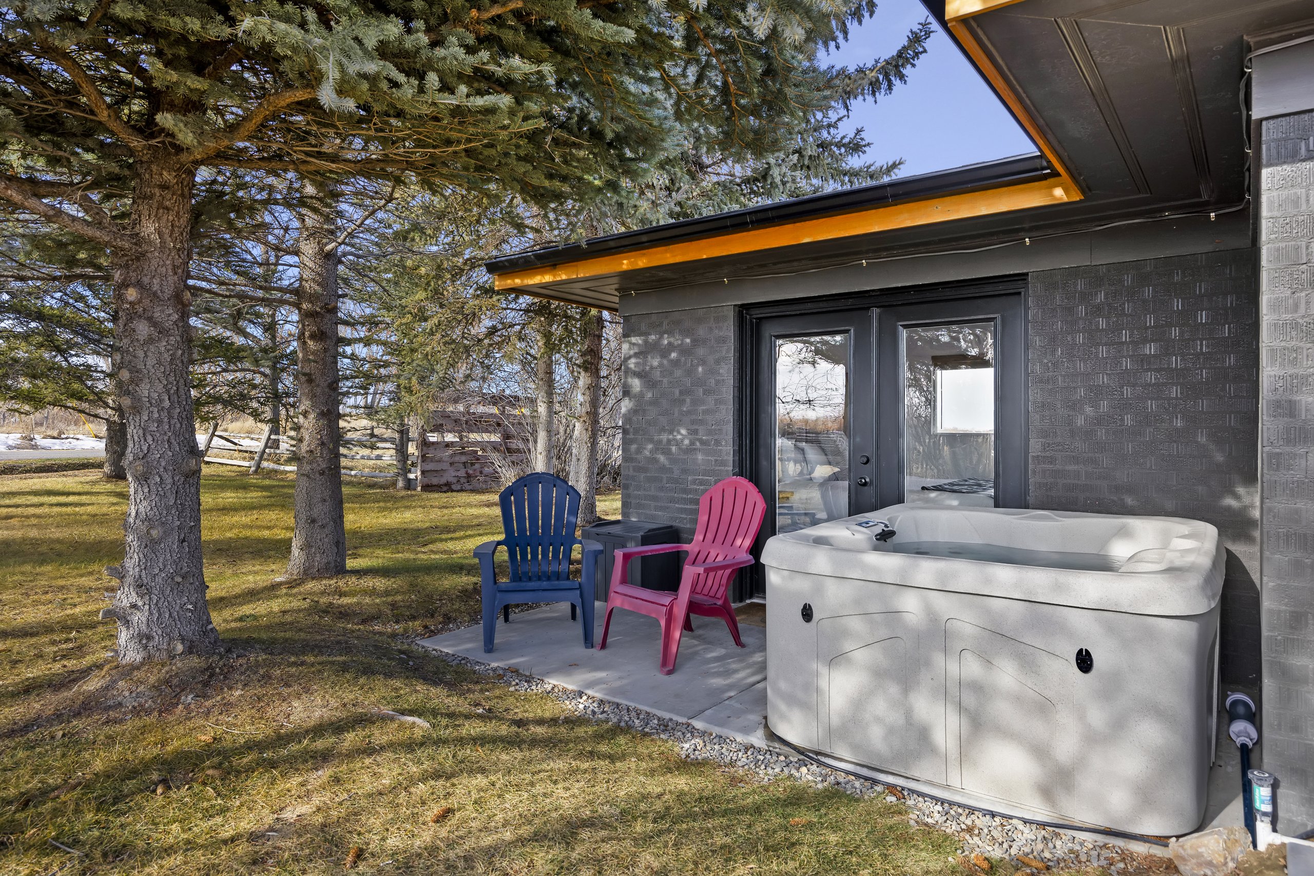 Relax on the patio and take in the open country setting