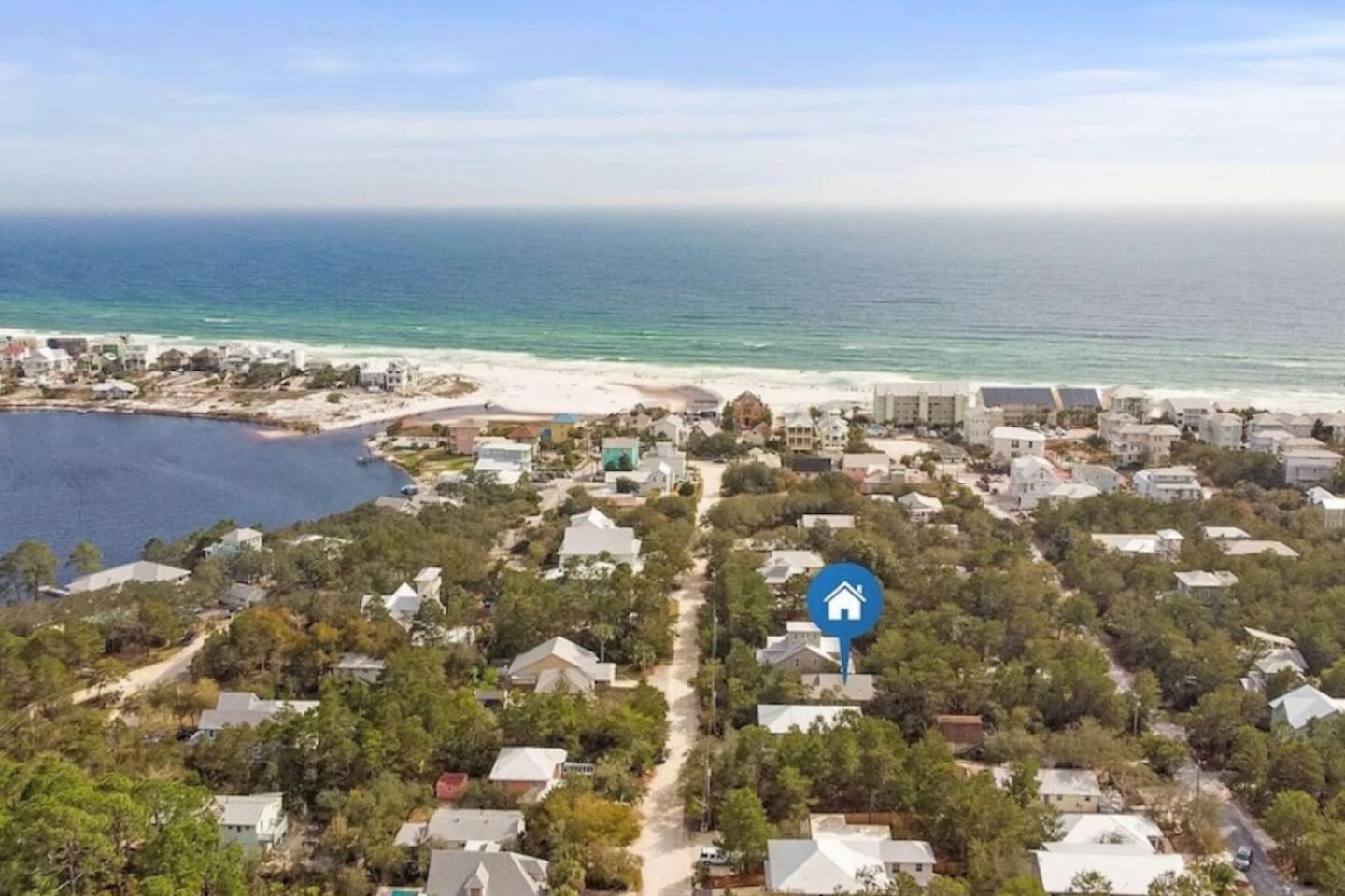 Sandy road leads to the Gulf of Mexico & Eastern lake