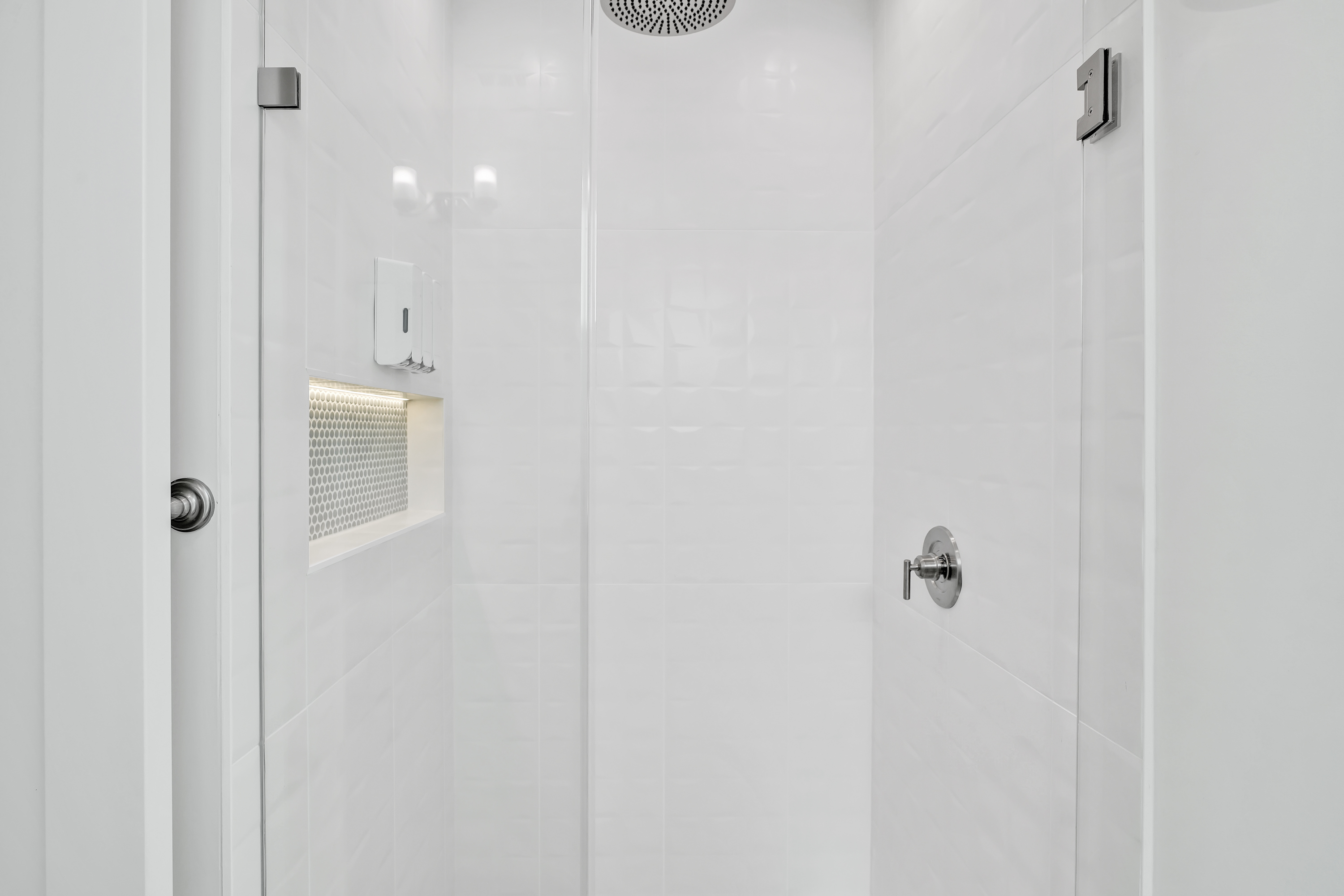 Rain shower with lighted niche