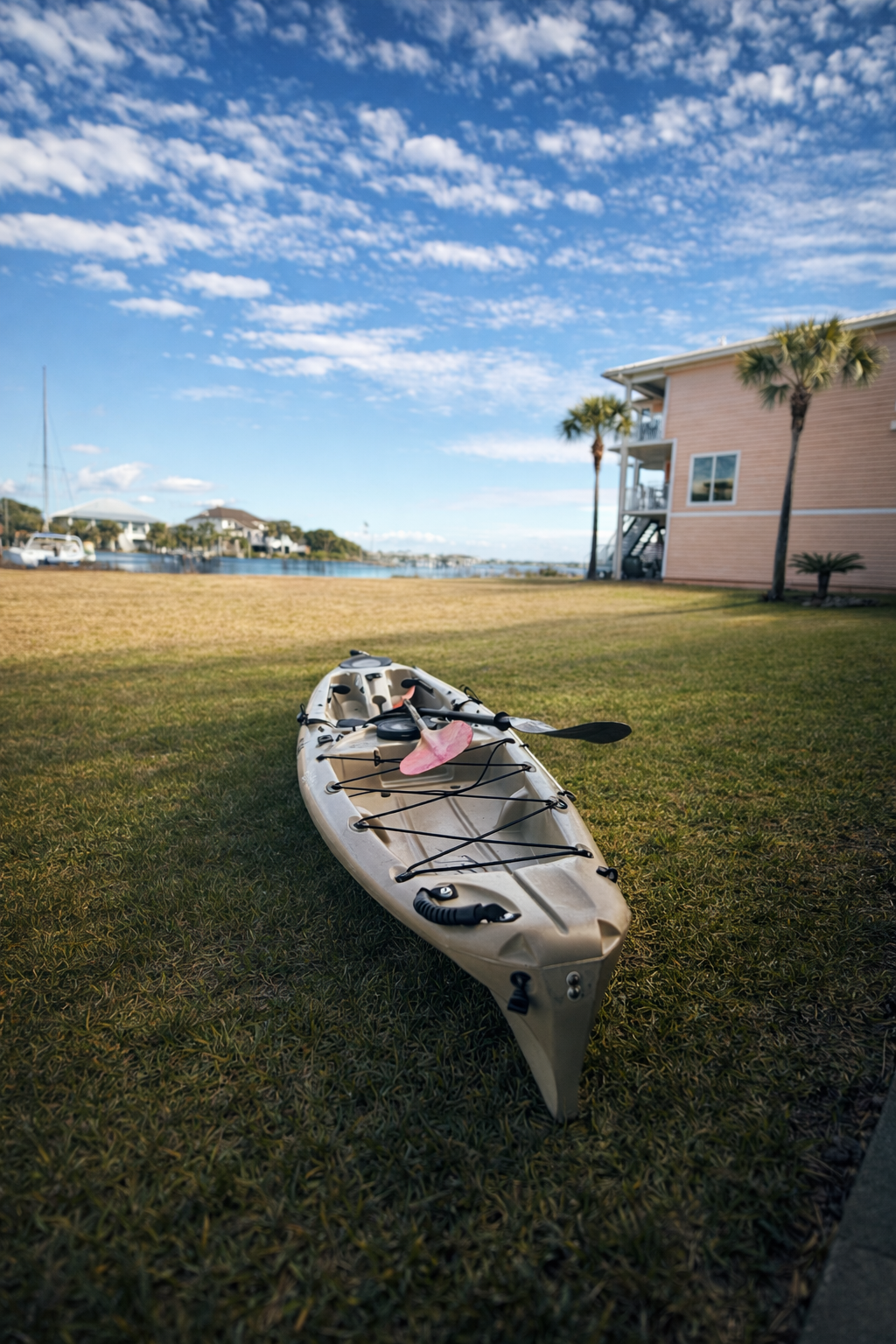 Fishing kayak ready for launch 