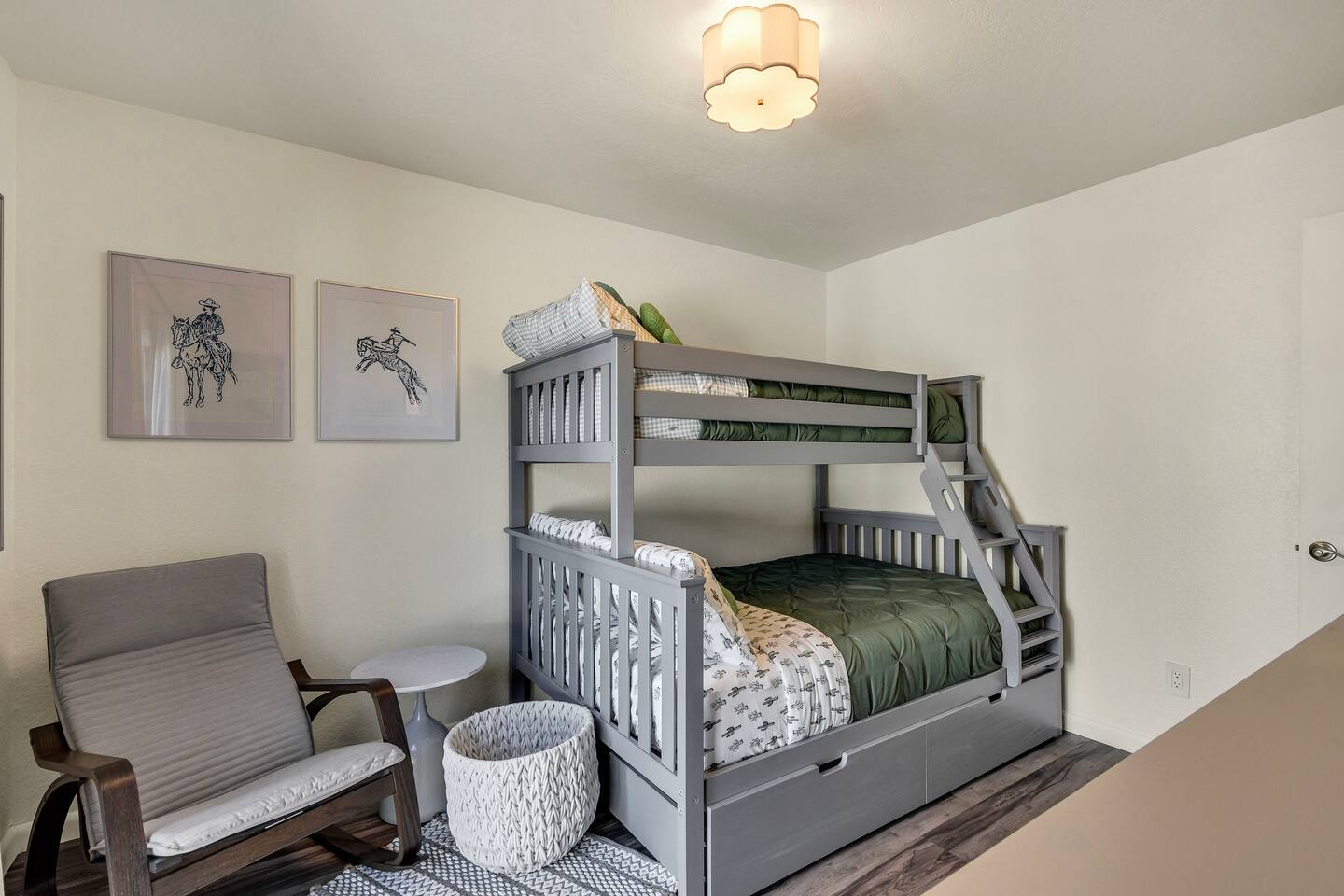 Rocking chair for reading in the kids' bedroom.