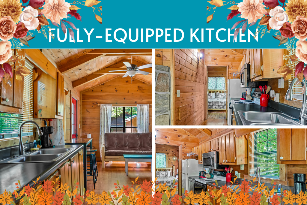 Full kitchen with stove, oven, dishwasher & cookware — perfect for homemade meals in the mountains.