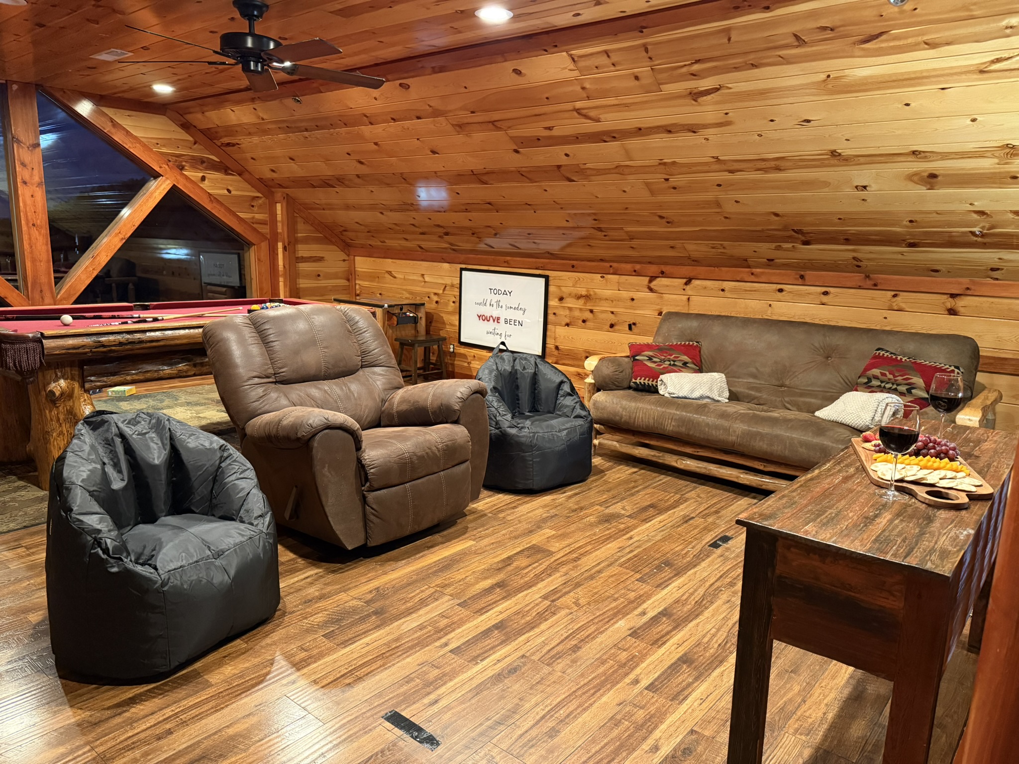 Cozy seating makes the loft the perfect space to chill, settle in for movie night or cheer on your favorite team.