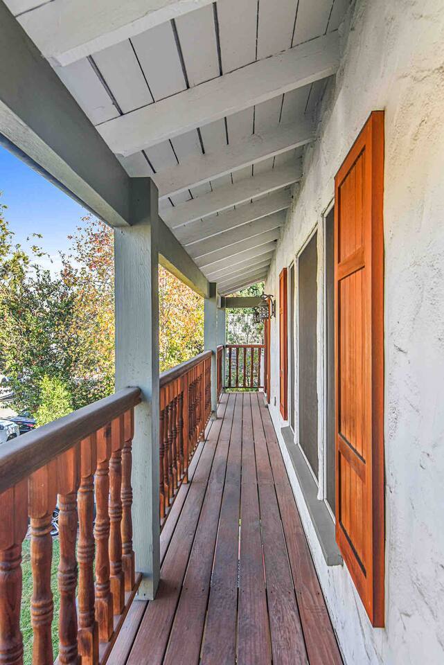 Front balcony, the first of three private terraces.