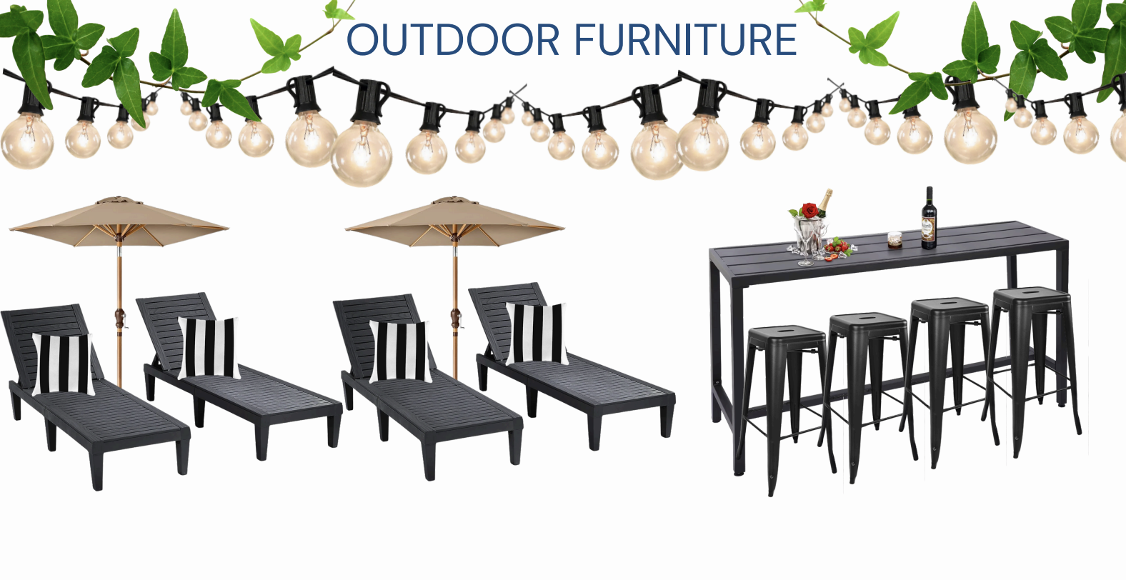 Soak up the sun or sip drinks by twilight. This resort-style patio features sleek chaise lounges with umbrellas and a high-top outdoor bar with metal stools. Perfect for poolside relaxation or a private happy hour under the lights.