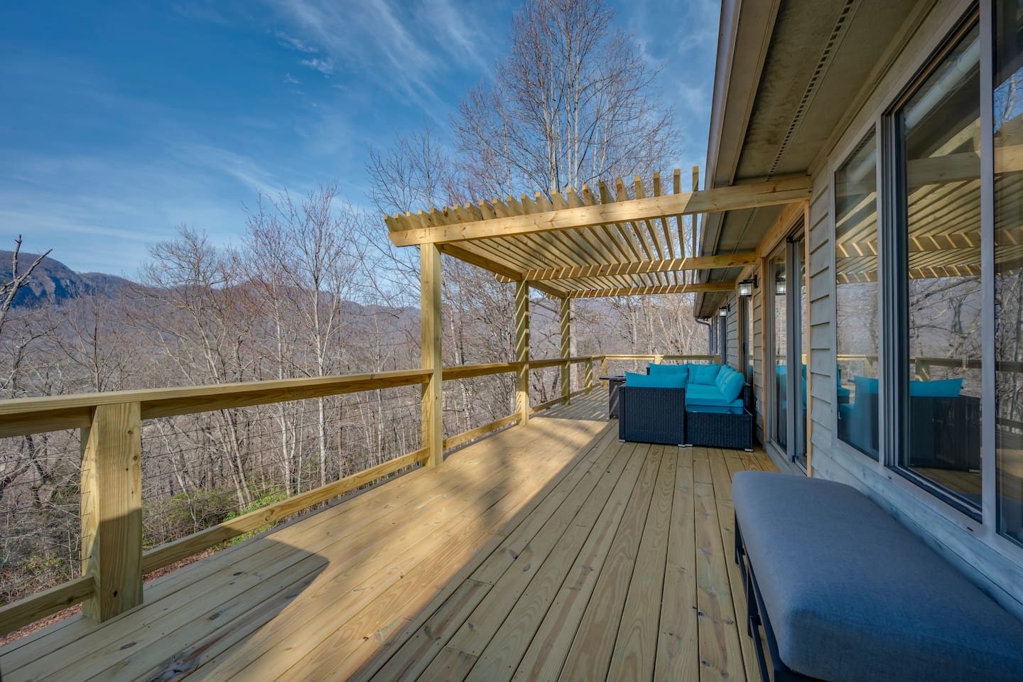 Brand new outdoor deck with seating firepit and more
