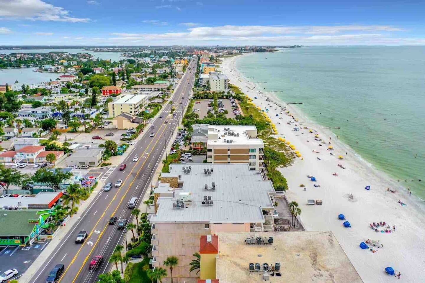 Aerial view of the condo and Madeira beach