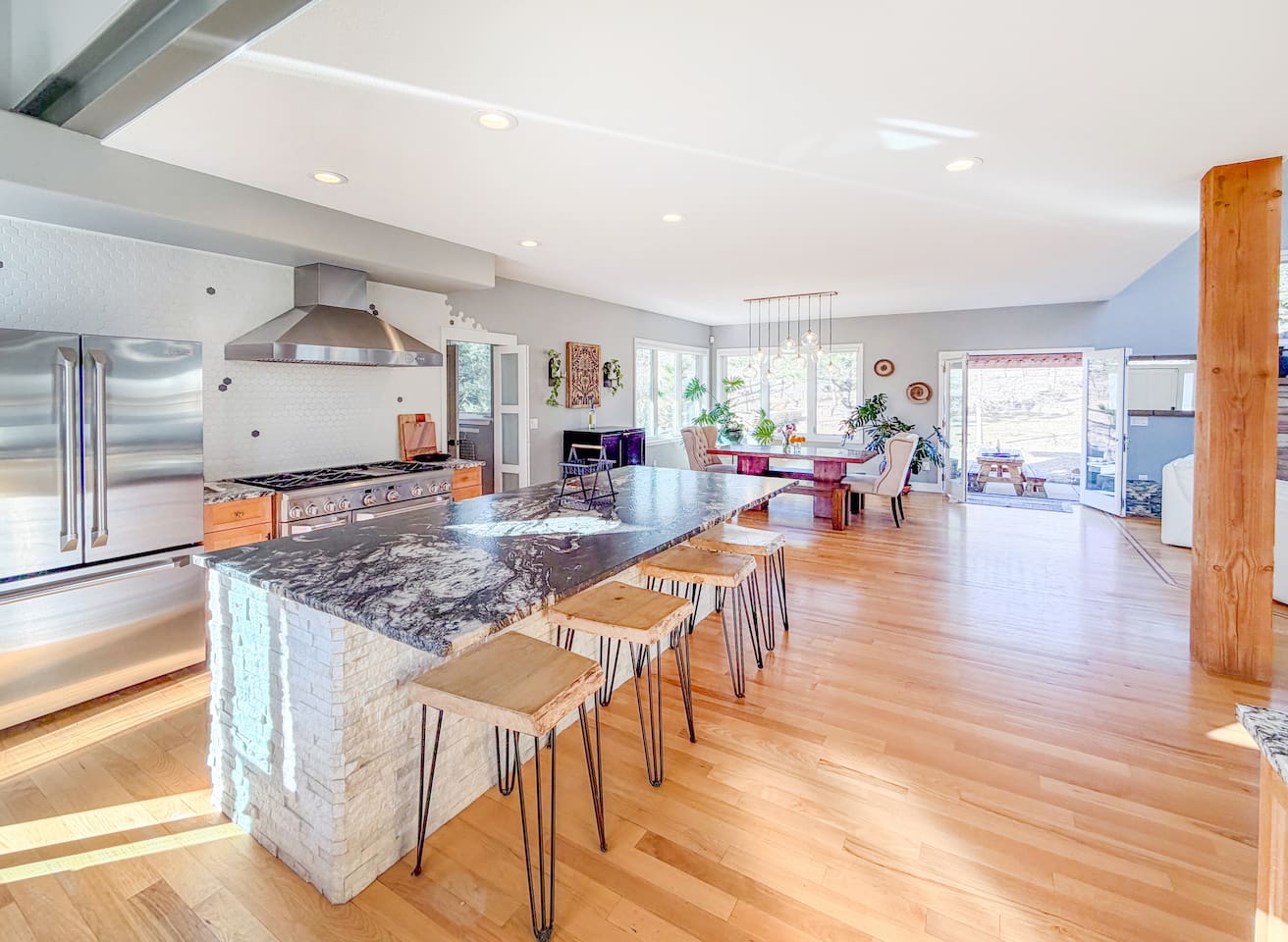 Spacious and inviting, this open kitchen and dining area is perfect for gatherings, whether cooking together or enjoying meals with family and friends