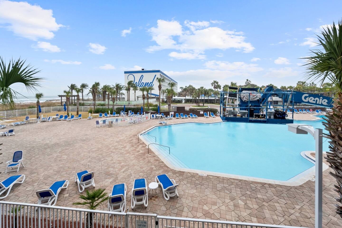 View from the balcony to the pool