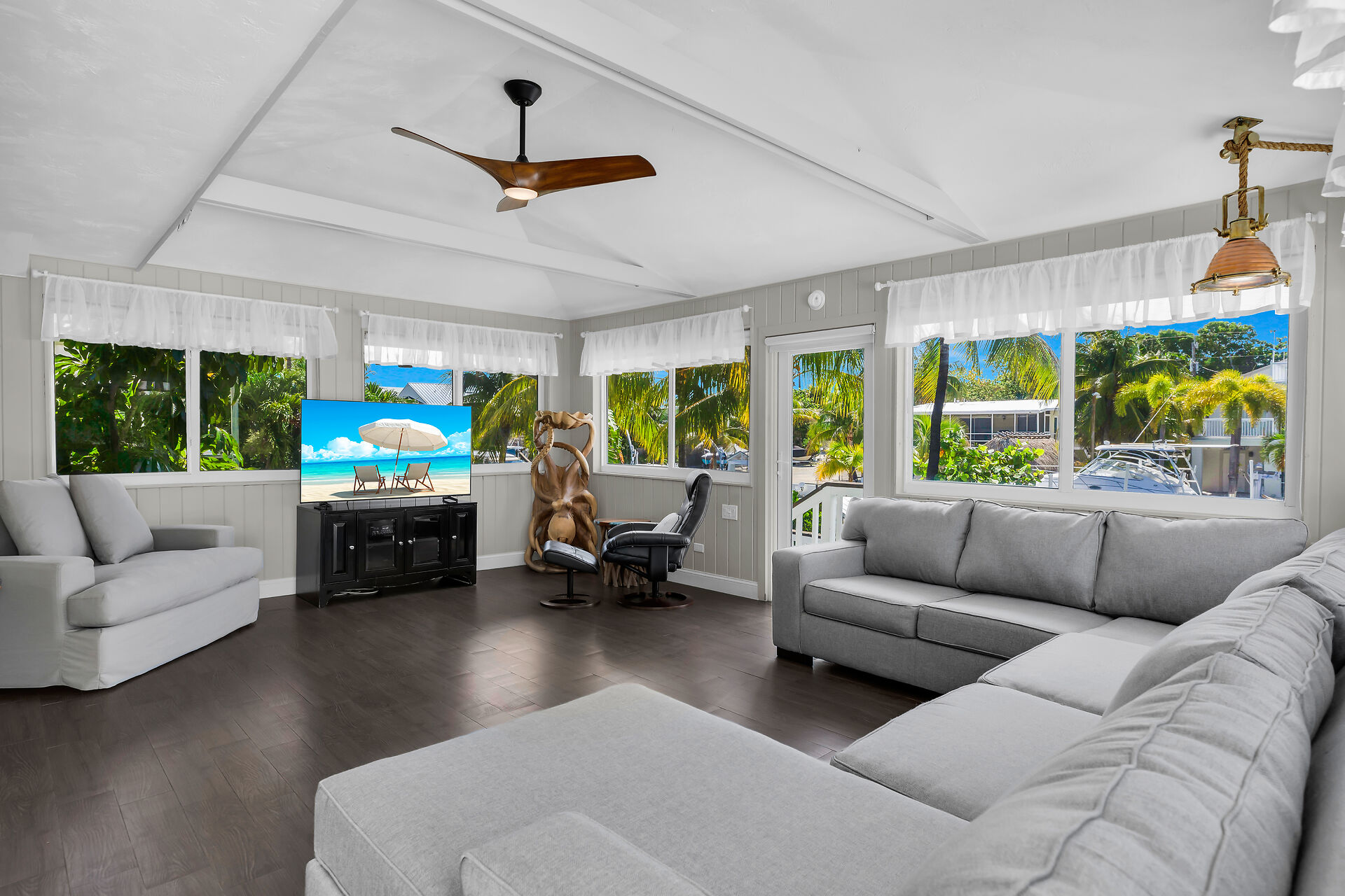 Open living room with sleeper sofa