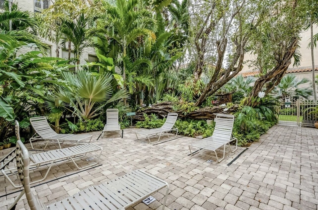 Cozy lounge area beyond the pool area.
