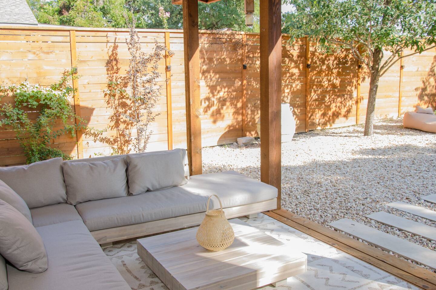 Relax in a covered patio with an amazing outdoor furniture.