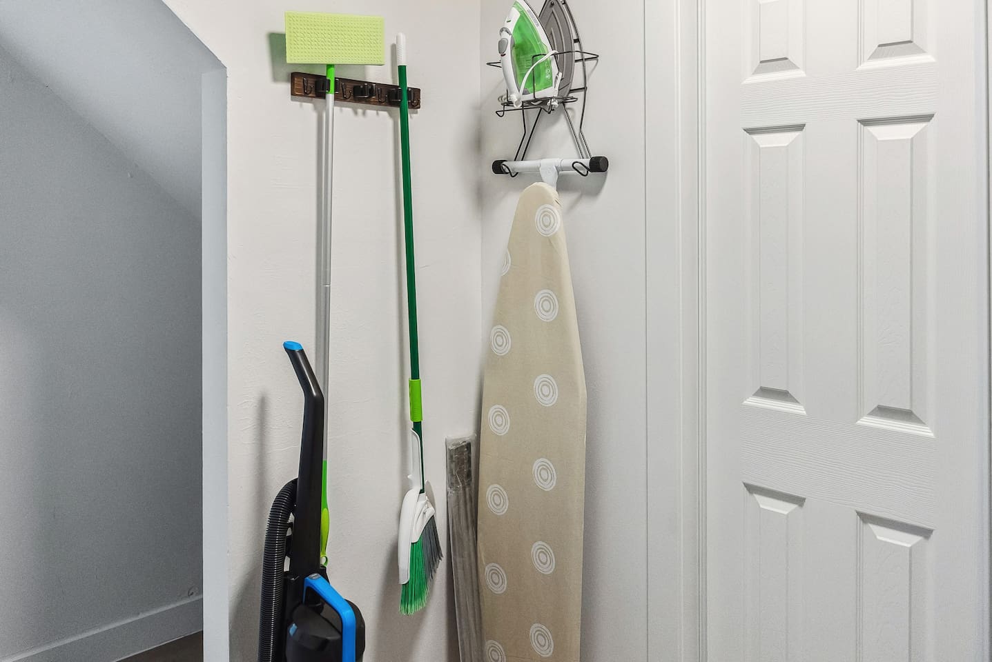 Full-sized ironing board and iron for you if needed.