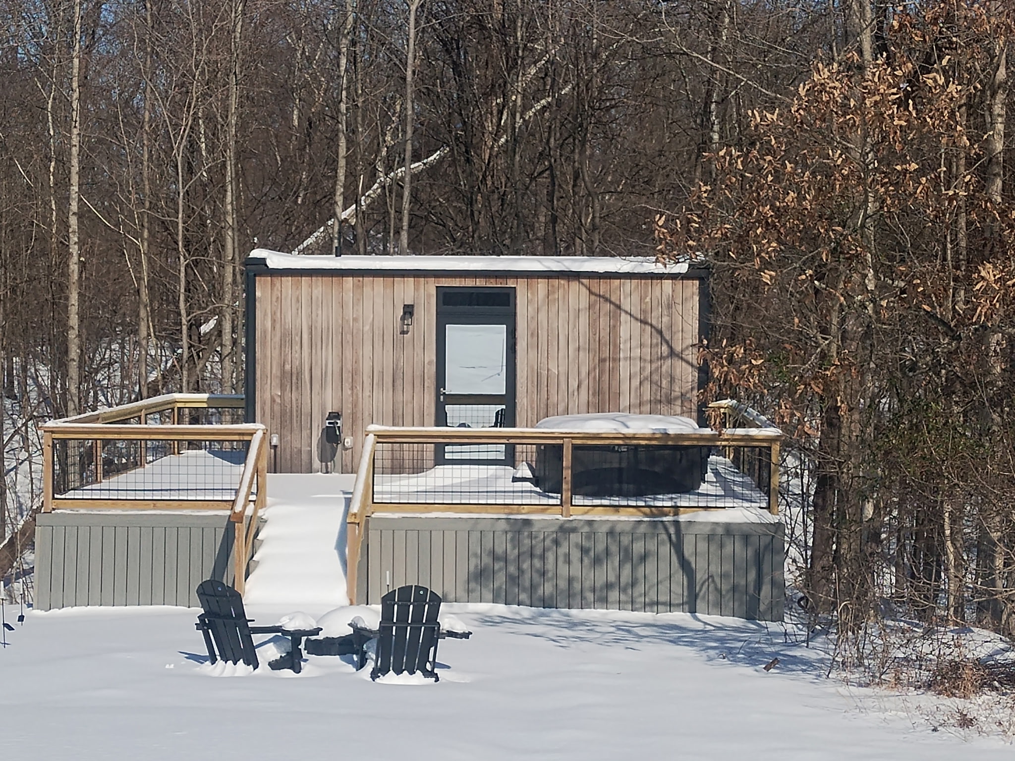View of cabin during winter