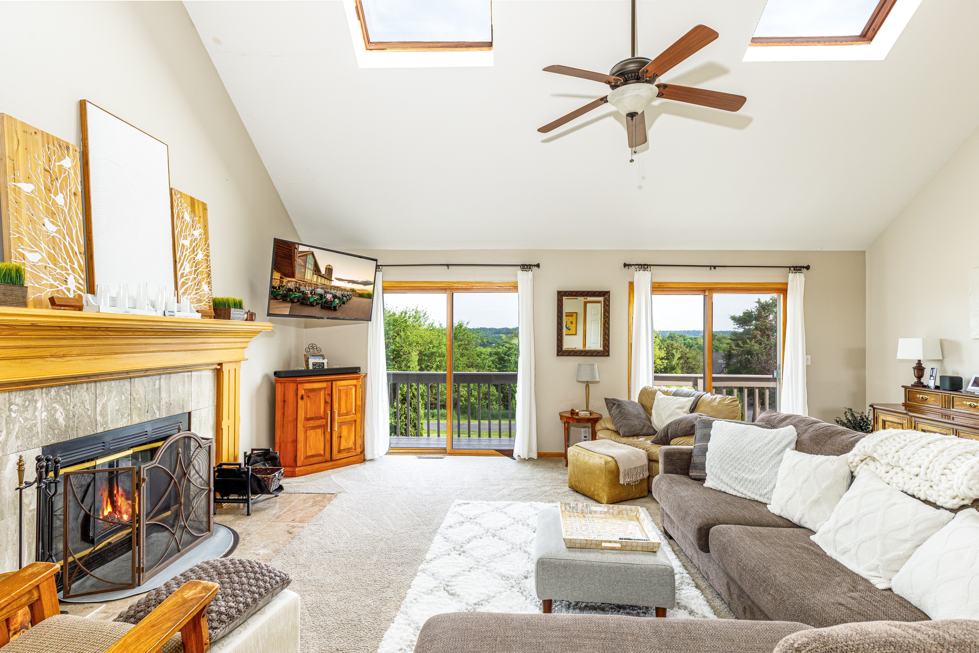 Relax with friends and family around the cozy fireplace