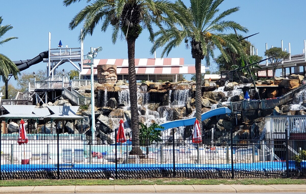 Water park across the street from Pelican Beach open during the summer 