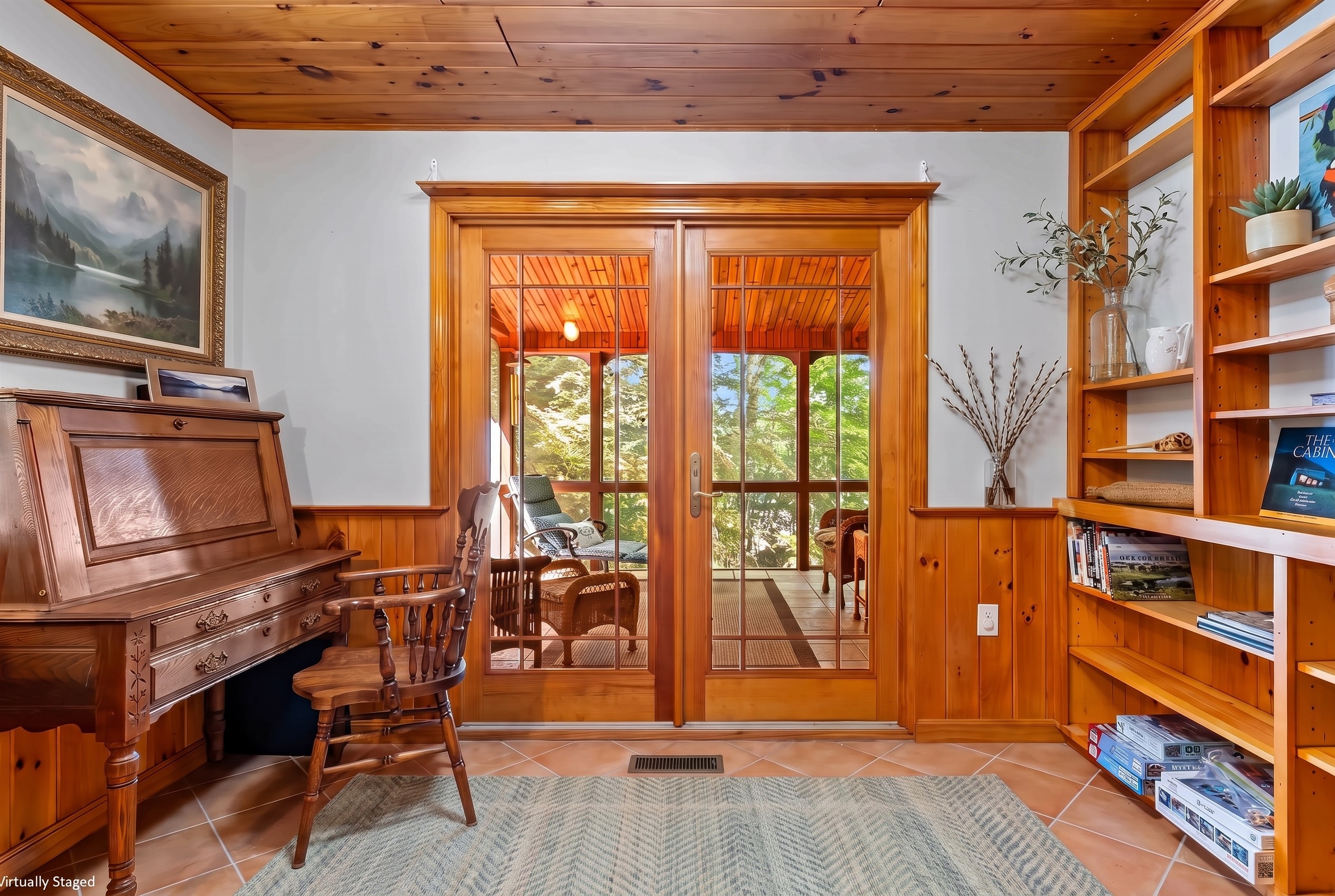 Warm and cozy reading room. 