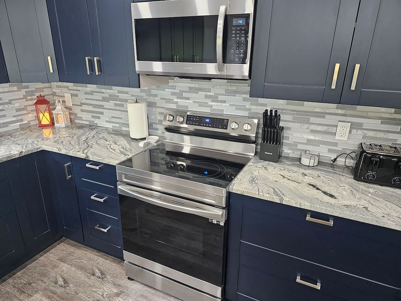 Bright, modern finishes and generous counter space make cooking a breeze.