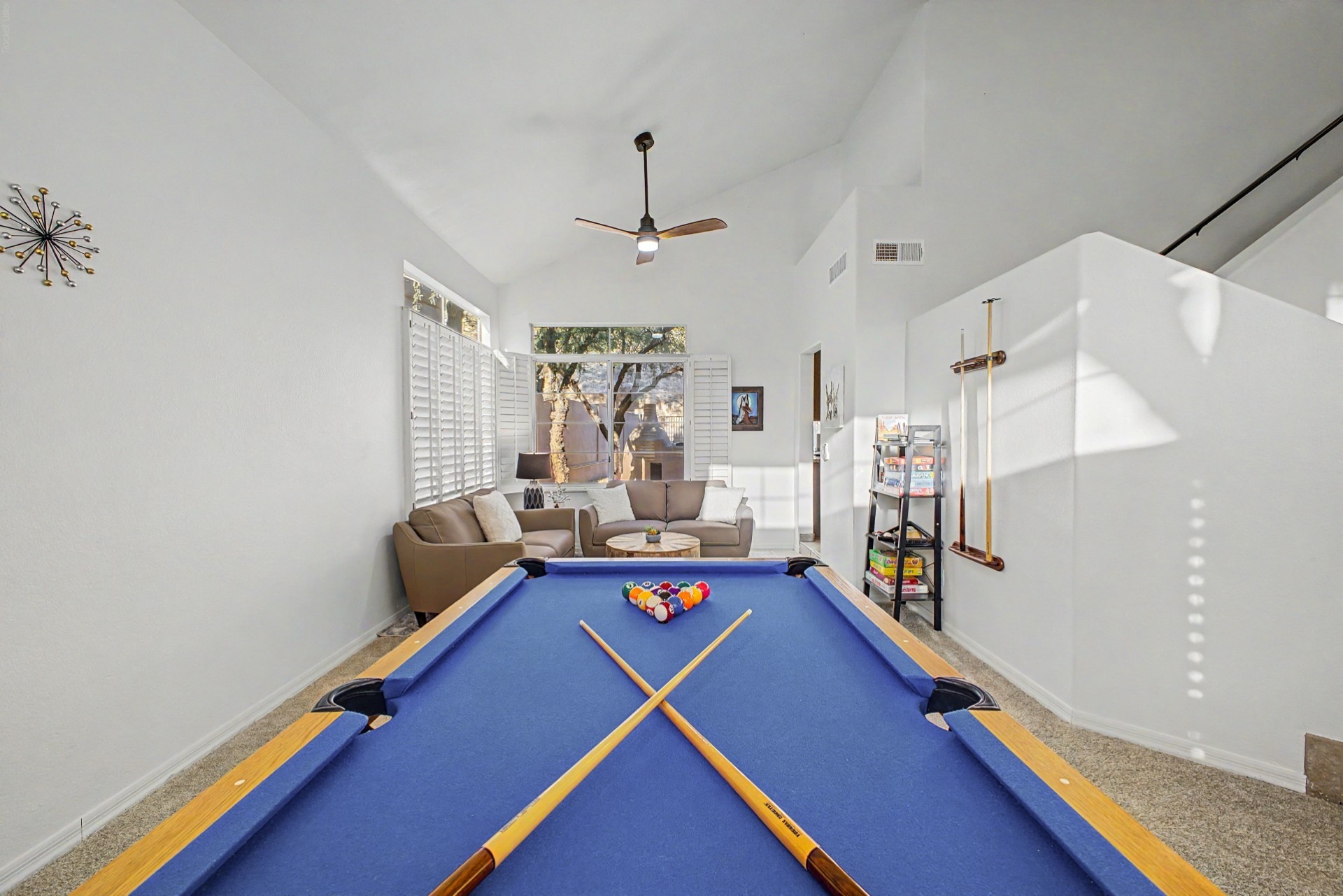 Game Room: Fun-filled space for the family with a pool table, board games and comfy seating.