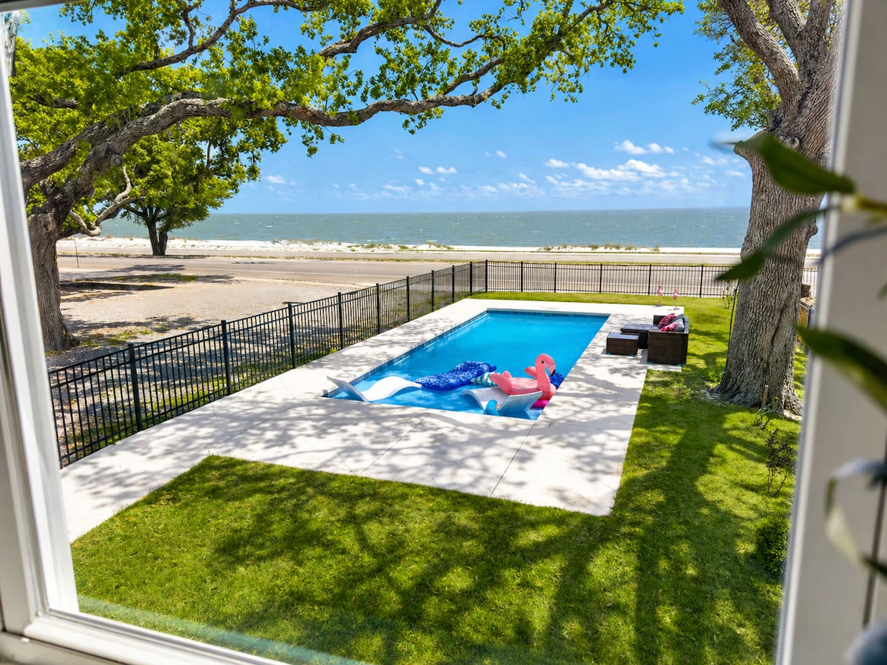 Cool off in the pool with peaceful ocean views all around.