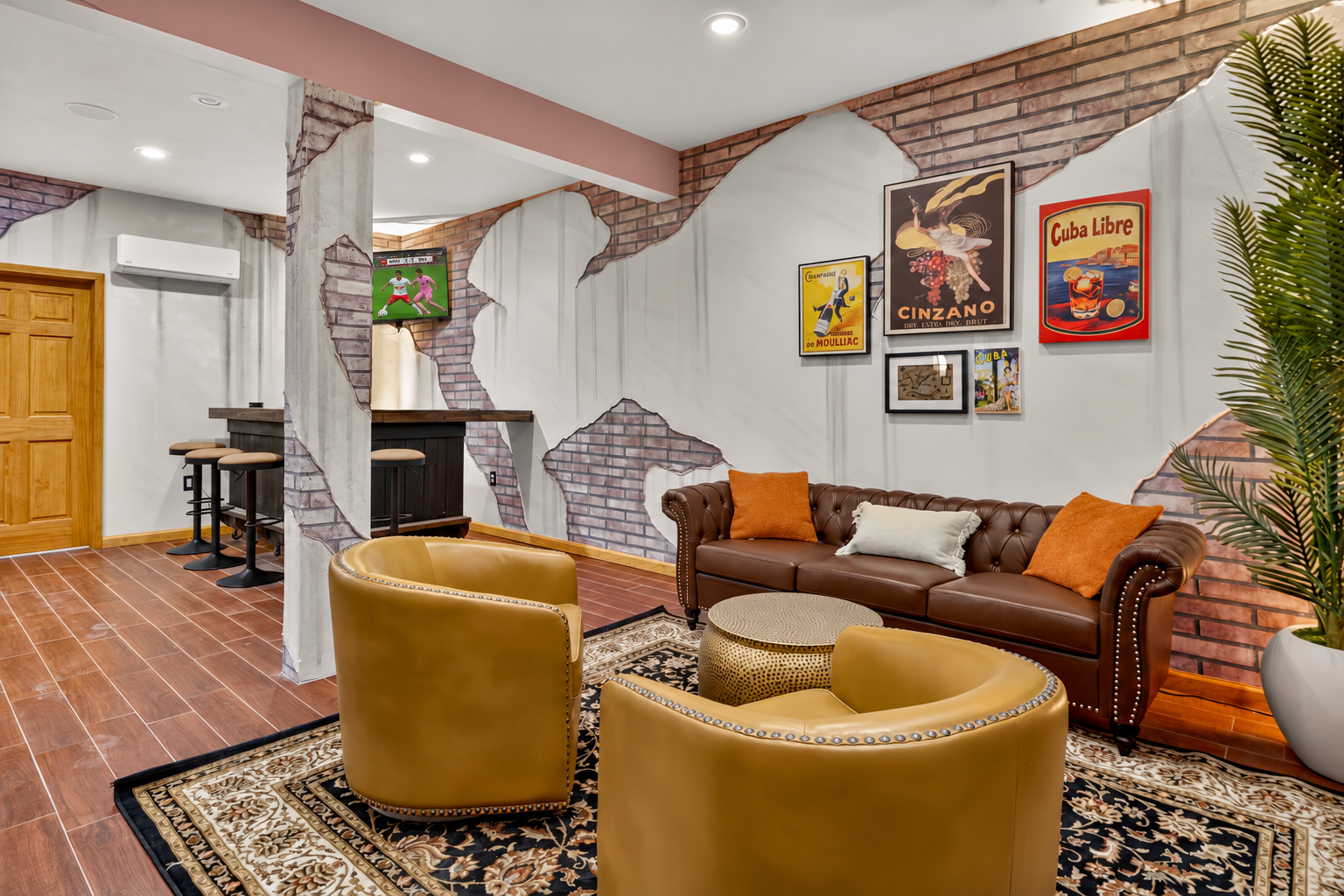 Lounge seating beside the bar area