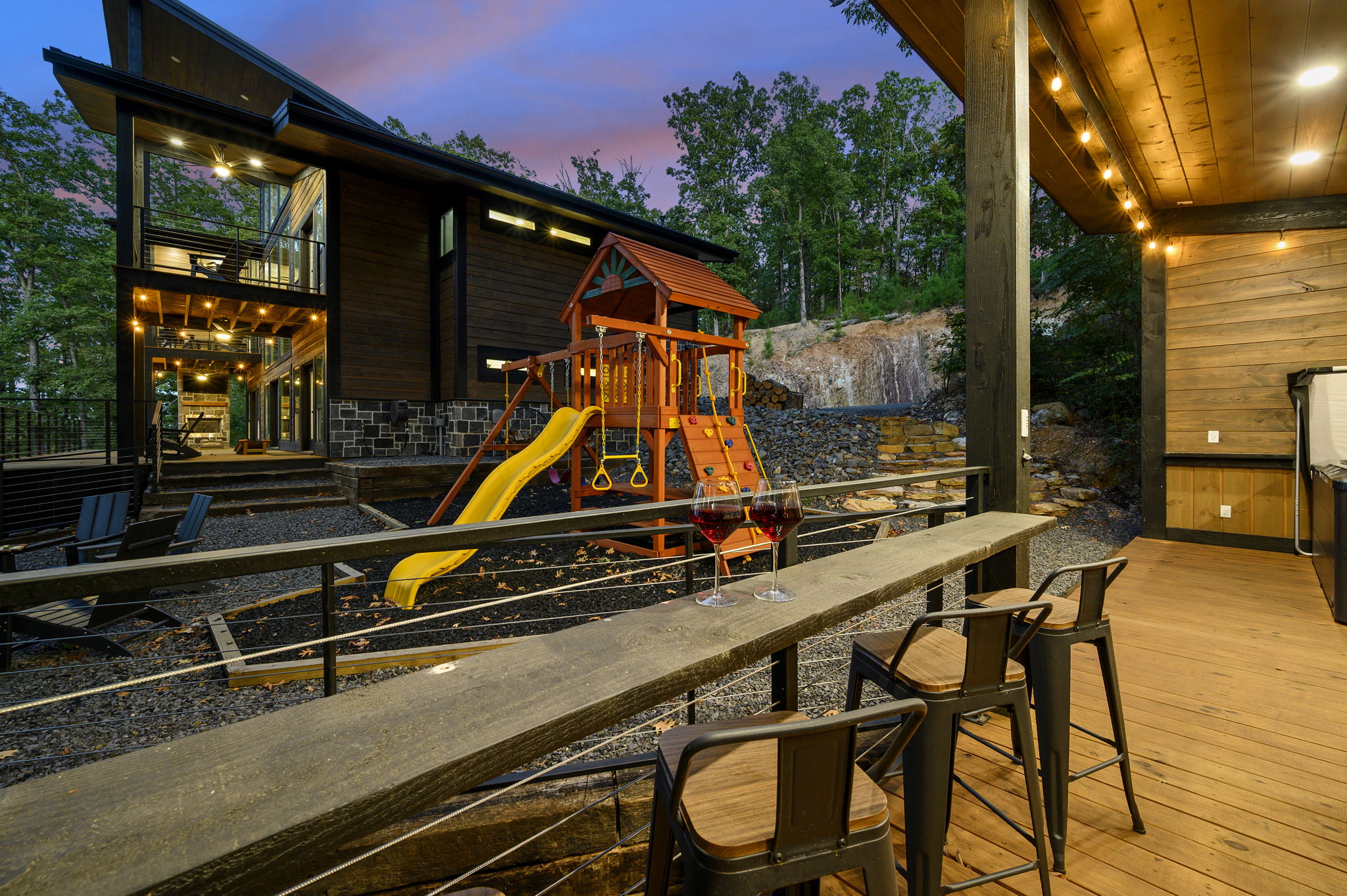 From the gazebo, enjoy a clear view of the playground nearby—perfect for relaxing while the kids play just steps away.