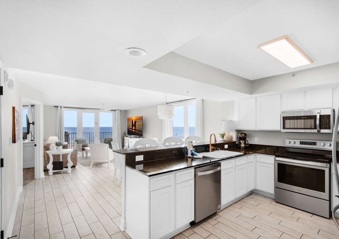 Open kitchen with views