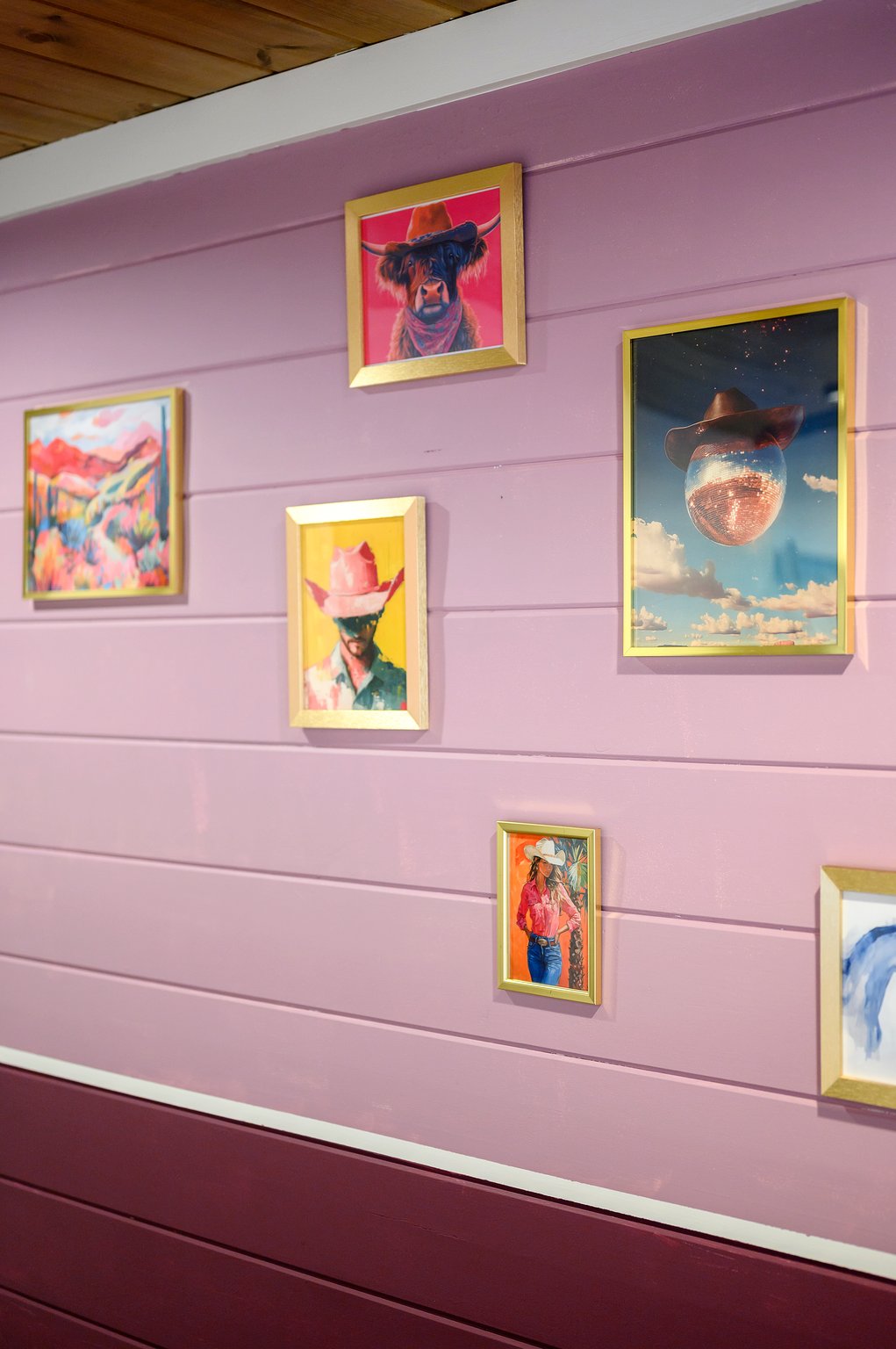 Every piece of artwork has been carefully chosen to bring the perfect mix of cowboy charm and disco flair.