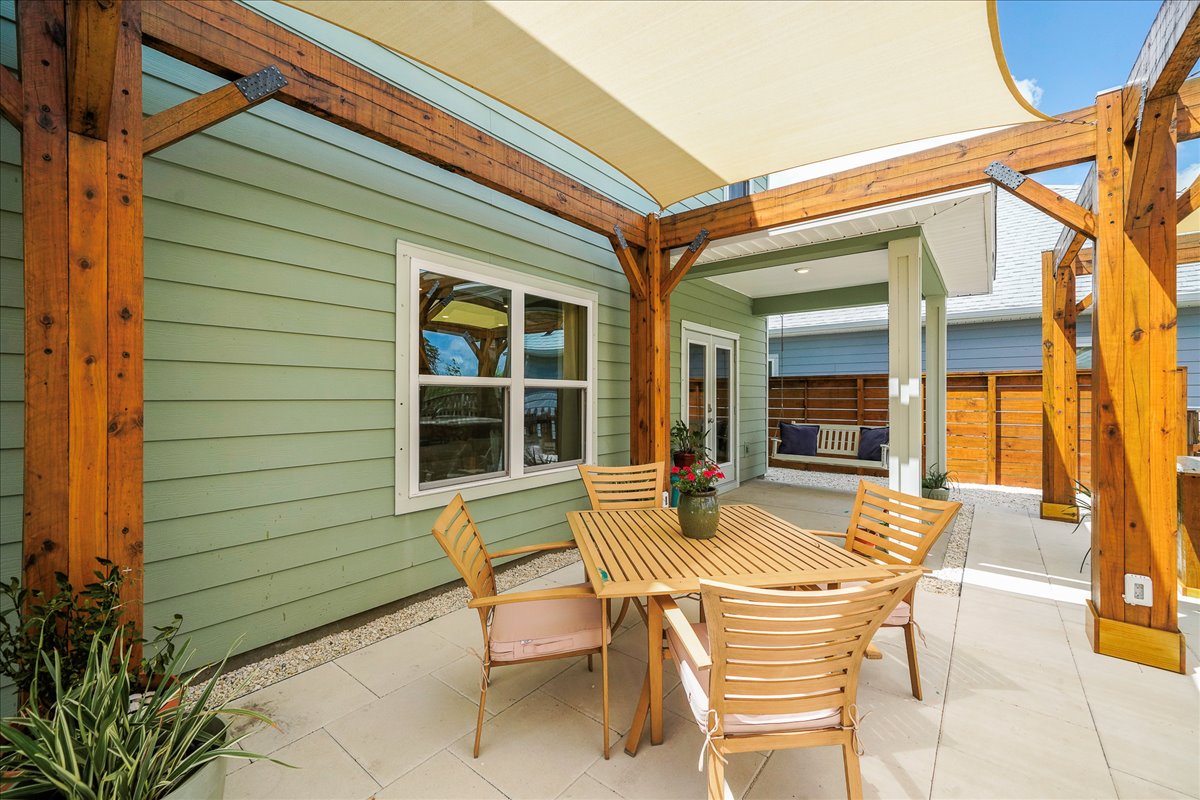 cozy outdoor seating space where you can sit back, relax, and take in the surroundings