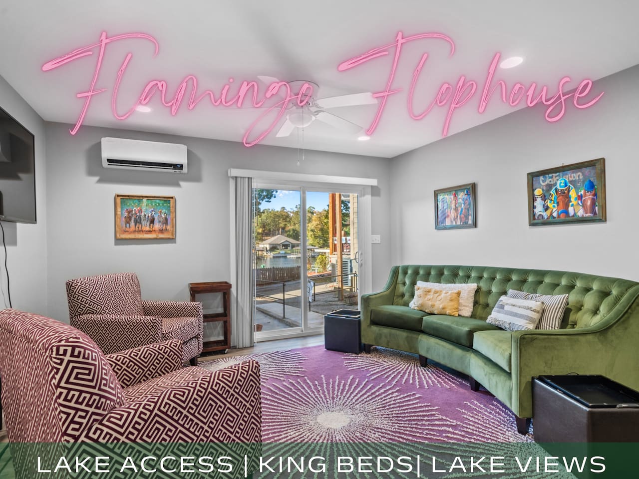 Welcome to the Flamingo Flophouse!  This Vacation Rental is located on the grounds of the Iconic Sam's Pizza Pub!  Enjoy a Stylish Space with Lake Views, Comfortable Furnishings and Beds and the Convenience of its Central Location!